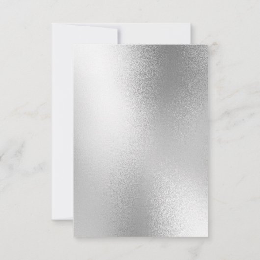 Silver Metallic Heart Moderne Elegante Hochzeit Einladung (Rückseite)