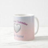 Silver Metallic Heart Pink Blue Pastel Valentine M Kaffeetasse (VorderseiteRechts)