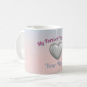 Silver Metallic Heart Pink Blue Pastel Valentine M Kaffeetasse (Vorderseite Links)