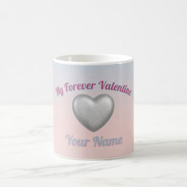Silver Metallic Heart Pink Blue Pastel Valentine M Kaffeetasse