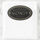 Silver Metallic Honey Label mit Bienen-Tropfen Bla Ovaler Aufkleber (Tasche)