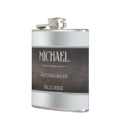 Silver Metallic Imitats Leder Trauzeuge Flachmann (Links)