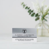 Silver Metallic-Look Chiropraktische Visitenkarten Visitenkarte (Stehend Vorderseite)