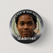 Silver Metallic Look Foto Memorial Button (Vorderseite)