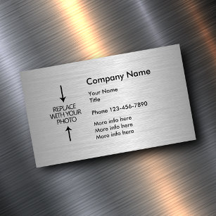 Silver Metallic Look Foto Template Magnetische Visitenkarte