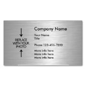 Silver Metallic Look Foto Template Magnetische Visitenkarte (Vorderseite)