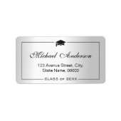 Silver Metallic Look Graduation Cap Graduate Adressaufkleber (Vorne)