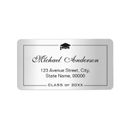 Silver Metallic Look Graduation Cap Graduate Adressaufkleber