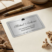 Silver Metallic Look Graduation Cap Graduate Adressaufkleber