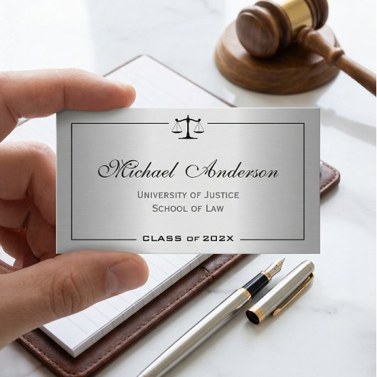 Silver Metallic Look Law School Student Telefonnummerkarte