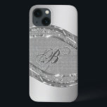Silver Metallic Look mit Diamantmuster iPhone 13 Hülle<br><div class="desc">Silbertöne glänzen metallisch mit Diamantenmuster. Benutzerdefiniertes und optionales Monogramm</div>