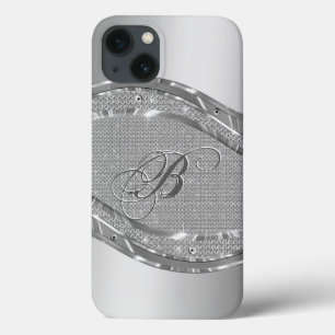 Silver Metallic Look mit Diamantmuster iPhone 13 Hülle