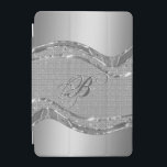 Silver Metallic Look mit Diamantmuster iPad Mini Hülle<br><div class="desc">Silbertöne glänzen metallisch mit Diamantenmuster. Benutzerdefiniertes und optionales Monogramm</div>