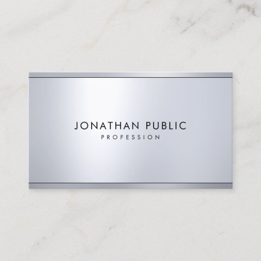 Silver Metallic Look Simple Elegant Cool Template Visitenkarte (Vorderseite)