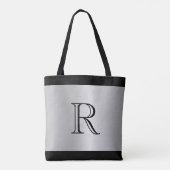 Silver Metallic Looking Background mit Monogram Tasche (Rückseite)