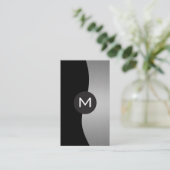 Silver Metallic Luxe Monogram Visitenkarte (Stehend Vorderseite)