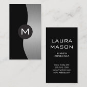 Silver Metallic Luxe Monogram Visitenkarte (Vorne/Hinten)