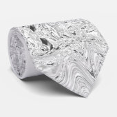 Silver Metallic Marble Swirl Krawatte (Gerollt)
