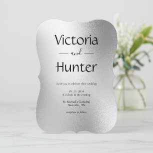 Silver Metallic Moderne Elegante Hochzeit Einladung