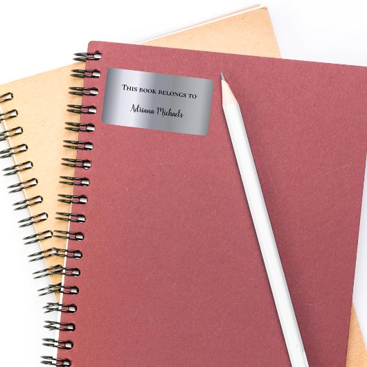 Silver metallic name bookplate adressaufkleber