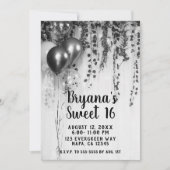 Silver Metallic Party Balloons Ivy Sweet 16 Party Einladung (Vorderseite)