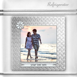Silver Metallic Personalisiert Foto Magnet