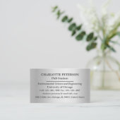 Silver Metallic PhD - Graduate Student Visitenkarte (Stehend Vorderseite)