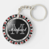 Silver Metallic Poker Design | Monogramm Schlüsselanhänger (Rückseite)