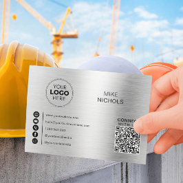 Silver Metallic QR Code Logo-Verbindung mit uns Visitenkarte