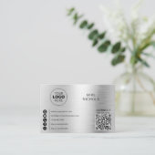 Silver Metallic QR Code Logo-Verbindung mit uns Visitenkarte (Stehend Vorderseite)