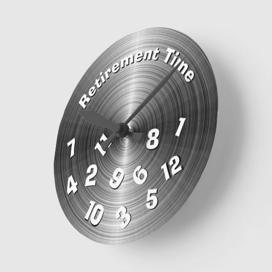 Silver Metallic Retirement Time Runde Wanduhr (Winkel)
