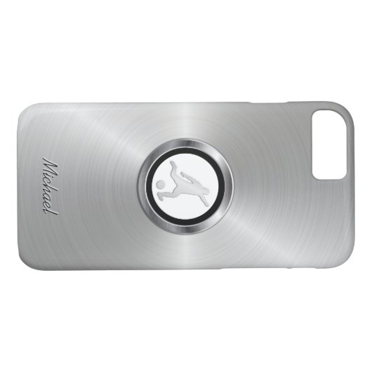 Silver Metallic Soccer mit Ihrem Monogramm Case-Mate iPhone Hülle (Rückseite (Horizontal))