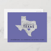 Silver Metallic Texas Map Periwinkle Neue Adresse Ankündigungspostkarte (Vorne/Hinten)