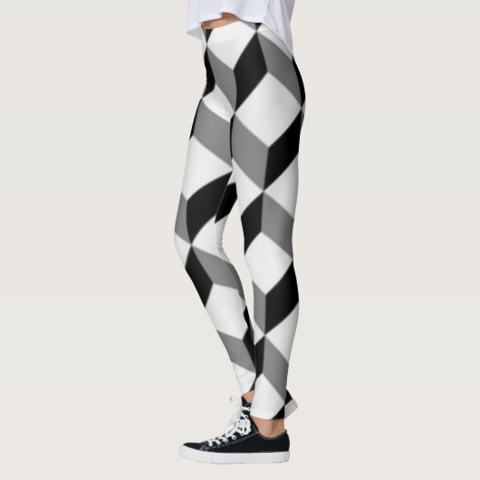 Silver Metallic Textur 3D-Textildesign Leggings (Links)