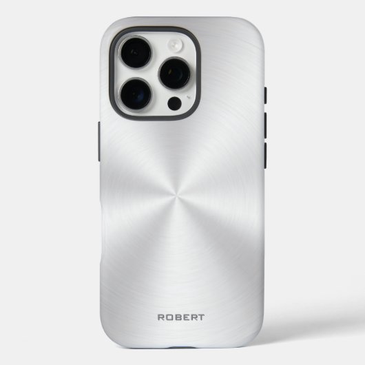 Silver Metallic Texture Stainless Steel Look Case-Mate iPhone Hülle (Rückseite)