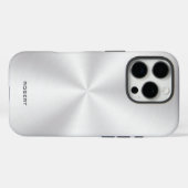 Silver Metallic Texture Stainless Steel Look Case-Mate iPhone Hülle (Rückseite (Horizontal))