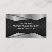 Silver Metallic Trim | Hintergrund Kohlenstoff Visitenkarte (Rückseite)