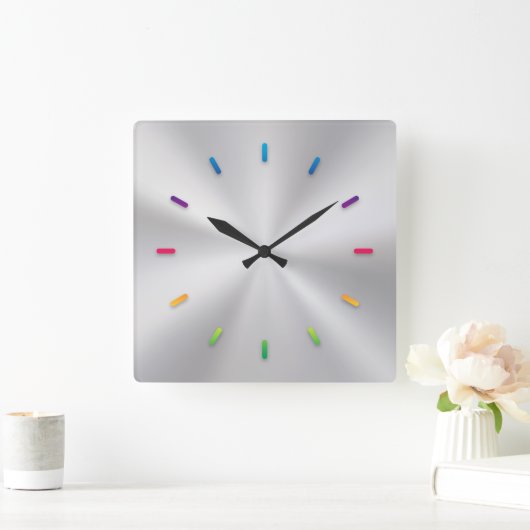 Silver Metallic Uhr mit farbigen Frontlinien (Zuhause)