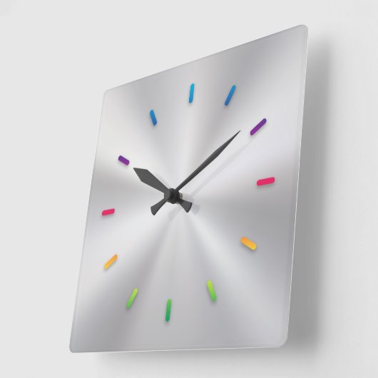 Silver Metallic Uhr mit farbigen Frontlinien (Winkel)