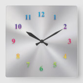 Silver Metallic Uhr mit farbigen Zahlen (Vorderseite)