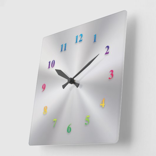 Silver Metallic Uhr mit farbigen Zahlen (Winkel)
