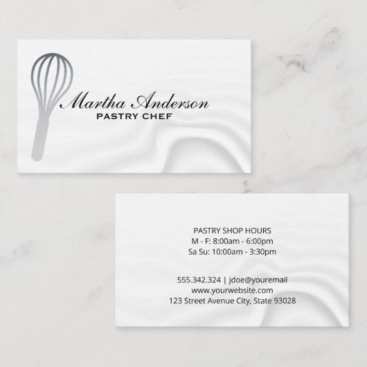 Silver Metallic Whisk | Silky Hintergrund Visitenkarte (Vorne/Hinten)