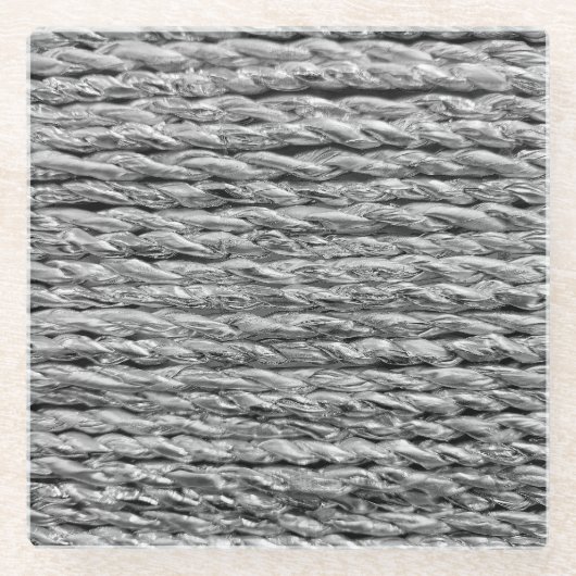 Silver Metallic Wicker Muster Glasuntersetzer (Vorderseite)