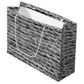 Silver Metallic Wicker Muster Große Geschenktüte (Vorderseite Schrägansicht)