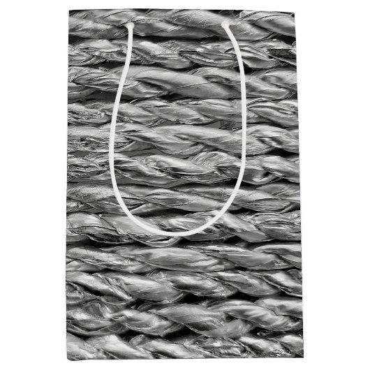Silver Metallic Wicker Muster Mittlere Geschenktüte (Vorderseite)