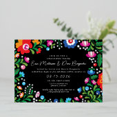 Silver Mexican Embroidery Wedding Probe Dinner Folieneinladung (Stehend vorne)