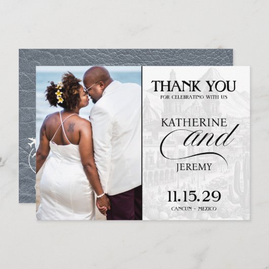 Silver Mexico Passport Dankeskarte (Vorne/Hinten)