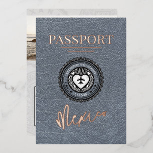 Silver Mexico Passport Hochzeit Folieneinladung