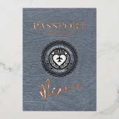 Silver Mexico Passport Hochzeit Folieneinladung (Vorderseite)