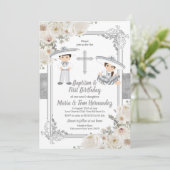 Silver mexikanische Taufe und Geburtstag Fiesta Tw Einladung (Stehend Vorderseite)